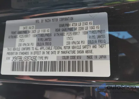 2025 Mazda Cx-5 2.5 S Select z USA, uszkodzony, nr VIN JM3KFBBLXS0674290